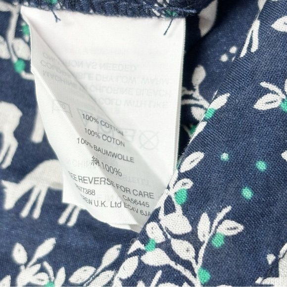 J CREW Women’s Navy Blue WOODLAND DEER Long Sleeve Popover Top Collared Size 2 - Picture 8 of 8